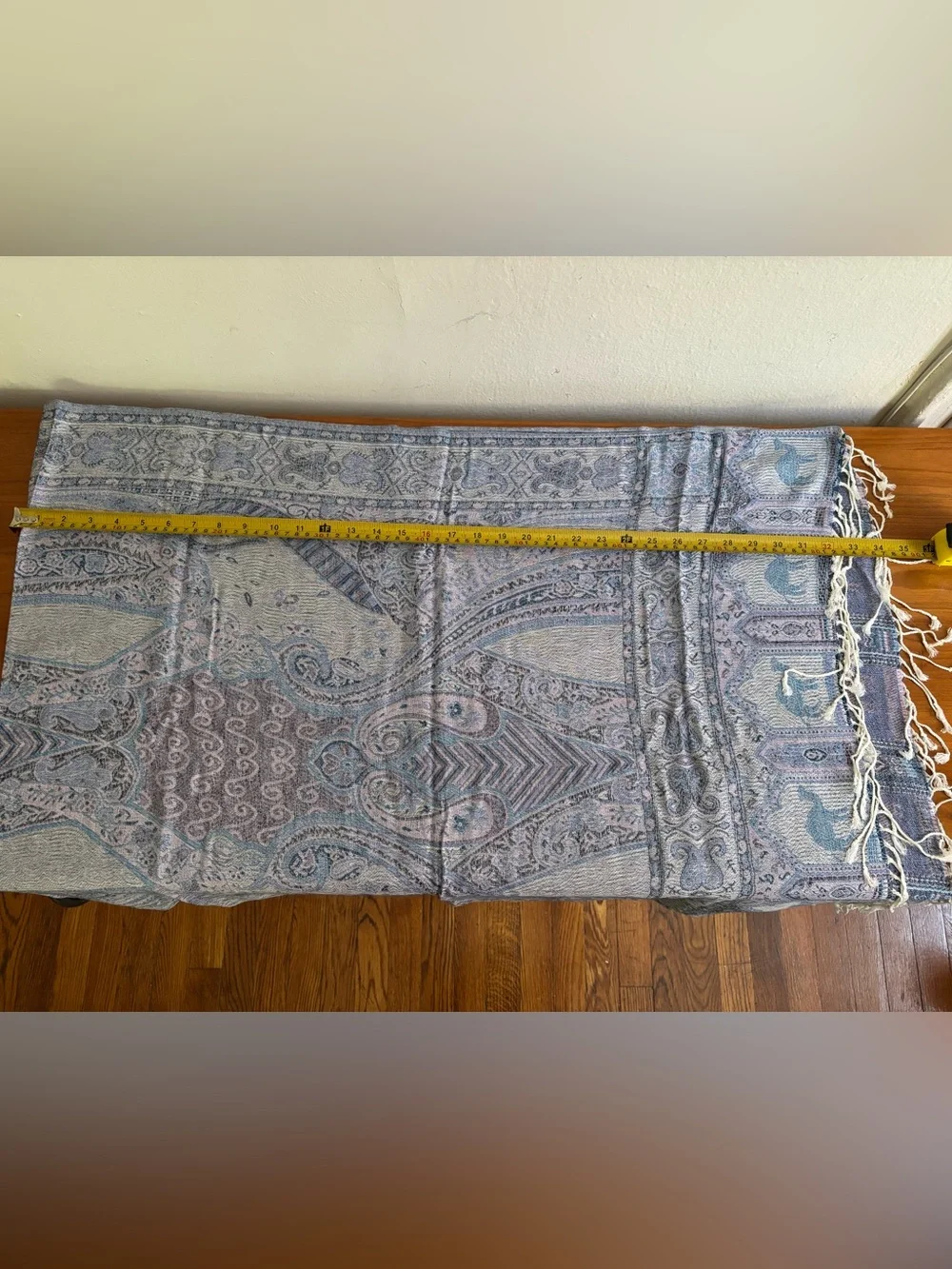 Pashmina Blue and Cream Elephant Paisley Pashmina Wrap